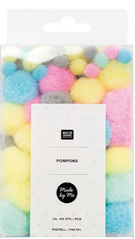 Pompons 100pcs, pastel